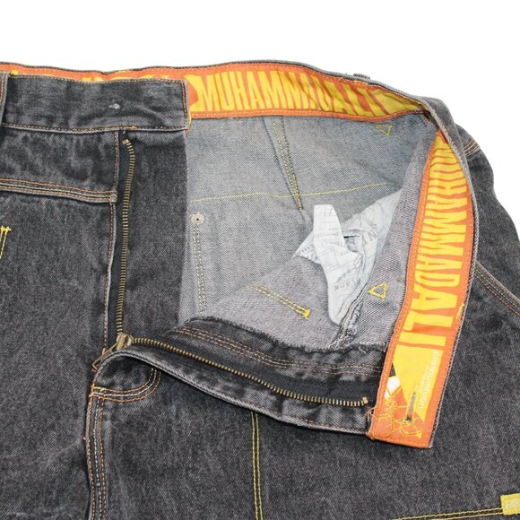 Vintage Platinum Fubu Sz 39X33 Muhammad Ali Black Wash Jeans Y2K Skater Baggy - Picture 10 of 16